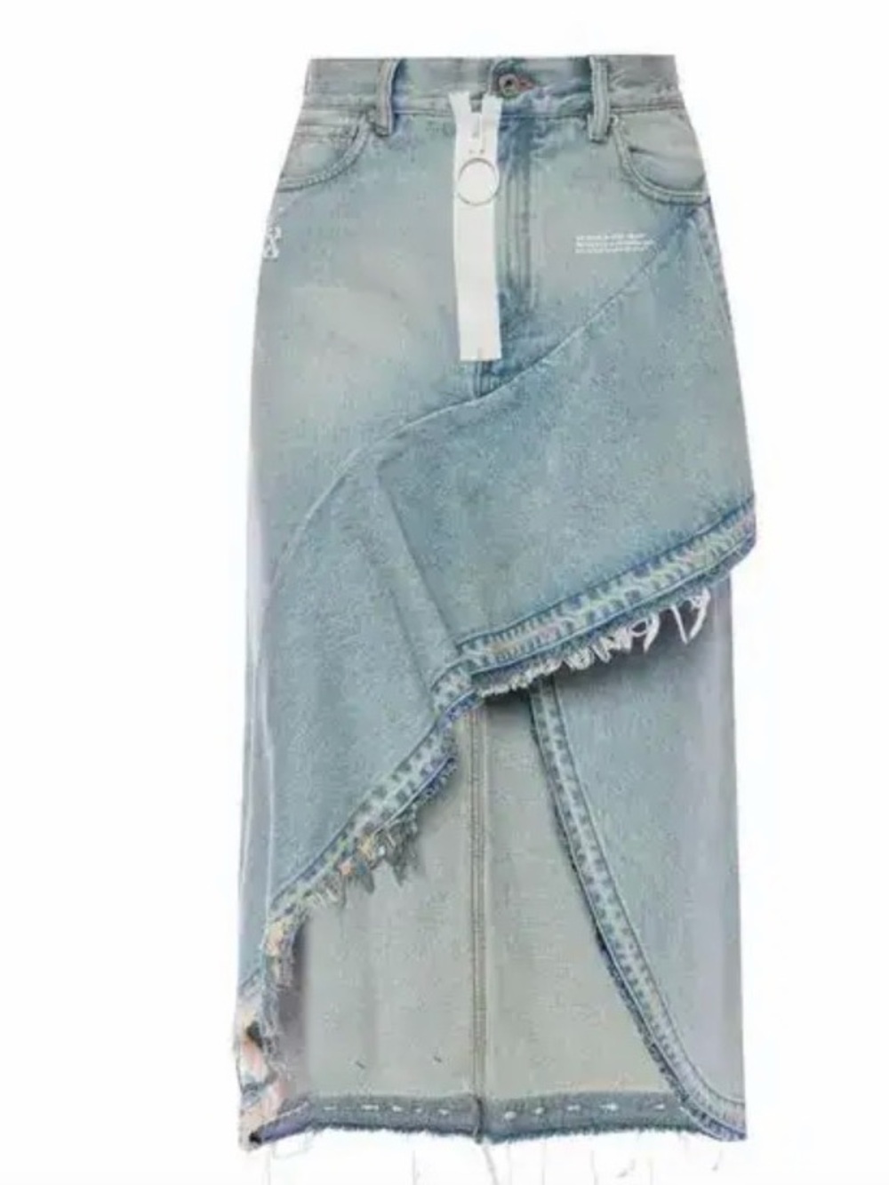 Light Blue Denim Asymmetric Midi Skirt